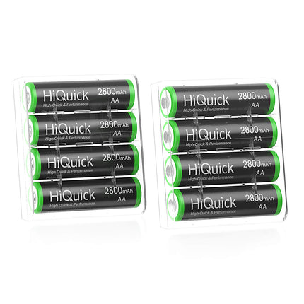 HiQuick akulaadija 8 AA patareiga, Mignon AA, Micro AAA NI-MH/NI-CD laetavatele akudele, 8 laadimispesa ja LCD-ekraaniga