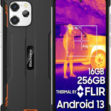 Blackview termokaameraga õuenutitelefon BV8900, 10000mAh aku, Helio P90 700 16GB+256GB, 64MP kolmekordne kaamera, 6,5'' 2.4K FHD+, IP68 Android 13 õuetelefon ilma lepinguta, NFC GPS OTG oranž
