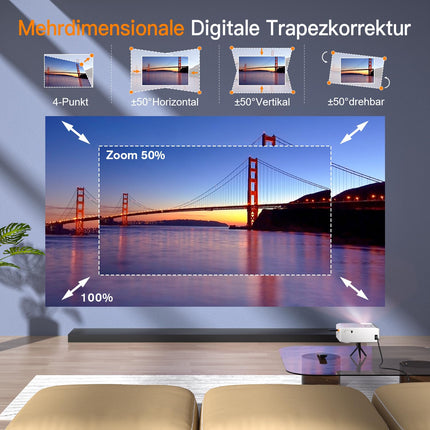 [AI-automaatfookus] 2025 XuanPad täiustatud WiFi Bluetooth miniprojektor, miniprojektor HD 1080P toetatud, kodukino videoprojektor ühildub teleripulga/HDMI/USB/AV/sülearvuti/iPhone/Androidiga
