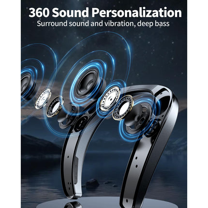 Smaloyd Bluetooth Speaker, Portable Wireless Neckband Speaker, Theater Stereo Surround Sound with Microphone, Wireless Speaker for Outdoor Sports