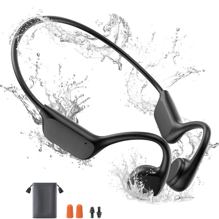 Yawlown ujumiskõrvaklapid, luujuhtivusega kõrvaklapid Bluetooth, IPX8 veekindlad 32 GB mäluga MP3-mängijaga, 10 tundi mänguaega, avatud kõrvaga spordikõrvaklapid ujumiseks ja jooksmiseks - mustad