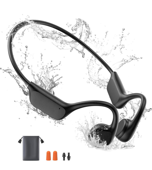 Yawlown ujumiskõrvaklapid, luujuhtivusega kõrvaklapid Bluetooth, IPX8 veekindlad 32 GB mäluga MP3-mängijaga, 10 tundi mänguaega, avatud kõrvaga spordikõrvaklapid ujumiseks ja jooksmiseks - mustad