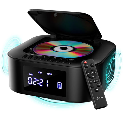 KLIM Boombox E1 raadio CD-mängijaga - bassivõimendi ja subwooferiga - FM-raadio, MP3, Bluetooth, AUX, USB, CD-mängija - kaasaskantav CD-mängija juhtmevaba režiimi ja laetava akuga - puldiga