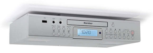 Karcher RA 2050 letialune raadio (FM-raadio, CD-mängija, USB, USB-laadija, taimer, kaugjuhtimispult) hõbedane
