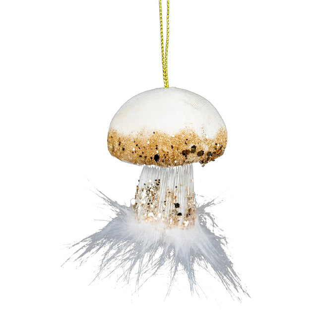 White Mushroom 6 x 7 cm – Christmas Tree Hanging Decorations Festive Decorative Ornaments Fairy Tale Theme Christmas Tree Pendant