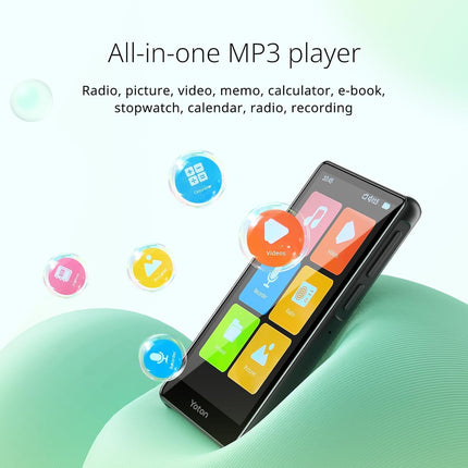 YOTON MP3-mängija Bluetooth 5.0-ga, 4-tollise puutetundliku ekraaniga MP4-mängija kõlaritega, HiFi kadudeta heli, e-raamatud, FM-raadio, märkmik, kõrvaklapid ja 64 GB TF-kaart