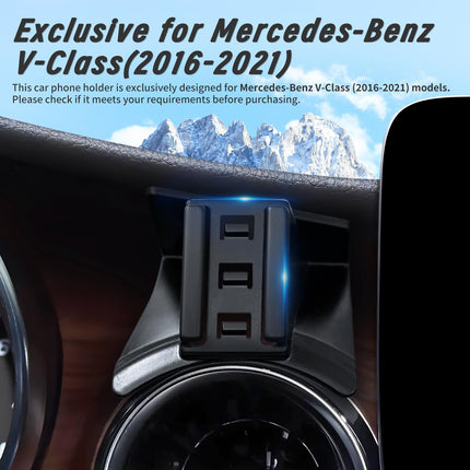 Autotelefoni hoidik Benz V-klassile - autotelefoni hoidik V-klassile 2016-2021, ventilatsiooniga, mobiiltelefoni hoidik Mercedes Benzi lisatarvikutele, Mercedes V-klassi praktiline mobiiltelefoni hoidik