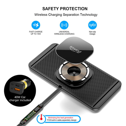 Polmxs induktiivne laadimisjaam autole, 15W magnetiline juhtmevaba laadija autole Magsafe'i laadijale libisemiskindel induktiivne laadimisjaam 40W autolaadijaga iPhone 15 14 13 12 seeriale (30 cm kaabel)
