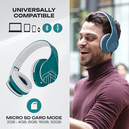 PowerLocus Bluetooth kõrvaklapid, stereo kokkupandavad juhtmevabad ja juhtmega kõrvaklapid sisseehitatud mikrofoniga, Micro SD/TF, FM telefonide/iPadi/sülearvutite ja arvutite jaoks (sinised)
