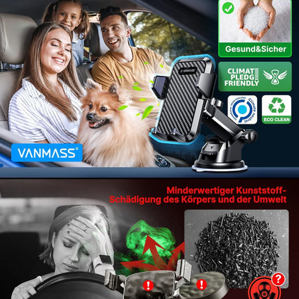 VANMASS autotelefoni hoidik 2025 uusima versiooniga autotelefoni hoidik 4-ühes ventilatsiooniga ja iminapaga telefonihoidik 100% kriimustuskindel nutitelefoni hoidik iPhone 16, Samsung S24, Huawei, Xiaomi, LG jne jaoks.