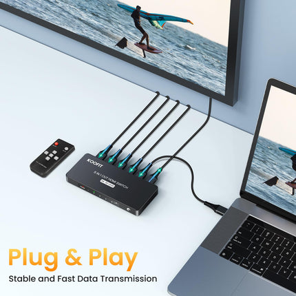 HDMI-lüliti automaatne, 4K HDMI-jaotur 5 sisse ja 1 välja lüliti kaugjuhtimispuldiga, jaotur 5 pordi valikukast toetab 4K 3D HDR-i TV Stick HDTV Xbox Series PS5 jaoks