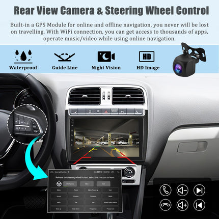 NHOPEEW 2+64G Android autoraadio VW Polo 2008-2020 jaoks koos Carplay ja Android Autoga - 9-tolline puutetundliku ekraaniga autoraadio - WiFi GPS SWC + tahavaatekaamera ja mikrofon