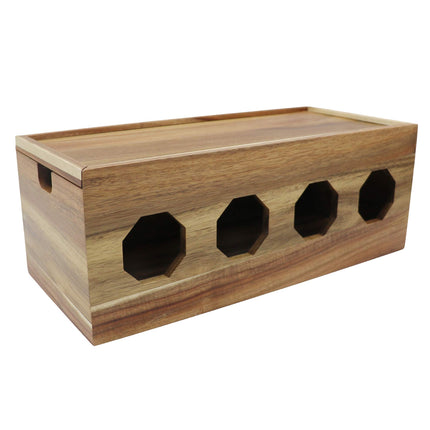 Insun cable box made of acacia wood, storage box for cables and power strips, cable management box, organizer for hiding cables 40 x 18 x 15 cm