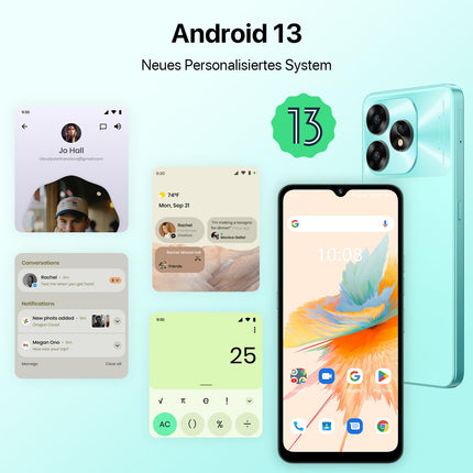 UMIDIGI A15 nutitelefon NFC-ga, 256 GB (kuni 2 TB) + 16 GB, Android-telefon, 64 MP + 16 MP, 6,7-tolline HD+ ekraan, lepinguta, 5000 mAh + 20 W kiirlaadimine, 4G kahe SIM-kaardiga lukustamata telefonid, roheline