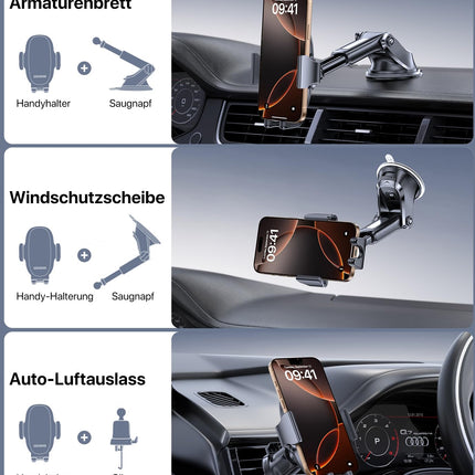 Miracase universaalne autotelefonihoidja [tugev iminapp ja metallkonks] autotelefonihoidja ventilatsioonile, armatuurlauale, esiklaasile, telefonihoidja iPhone'ile, Samsung Galaxy'le, kõigile nutitelefonidele, sinine