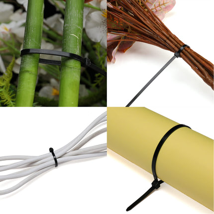 INTMALTE kaablisidemed, 500 tk pakendis plastkaablisidemed, vastupidavad iselukustuvad väikesed nailonist kaablisidemed koju, kontorisse, aeda, erinevad suurused 100 mm, 150 mm, 250 mm (suurus 1, must)