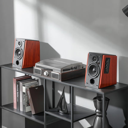Edifier R1700BT kõlarikomplekt, 2 riiulikõlarit, analoog- ja digitaalühendused, Bluetooth, puidust korpus, puidust ühenduskaablid, kaugjuhtimispult