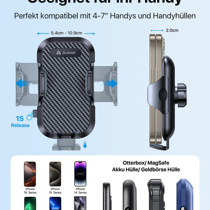 andobil autotelefoni hoidik [2025. aasta täiustatud õhutusava klamber] autotelefoni hoidik [100% kindel haare] 360° pööratav autokinnituse lisatarvik iPhone 16 Pro Max 15 14 13 12 11 Galaxy S24 Ultra jaoks