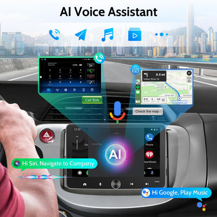 4G+64G Android car radio 1Din with wireless CarPlay, 7 inch Android car Bluetooth radio 1Din with screen, touchscreen CarPlay car radio with navigation, Google Play, SWC, AM/FM/DSP, USB/WiFi