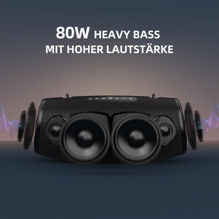 ZEALOT Bluetooth-kõlar, õue Bluetooth-kõlar, 80W stereoheli, BassUp, 16000mAh aku, AUX-port, USB, Micro SD/TF, USB-C, akupank, Bluetooth 5.2, IPX6 veekindel, telkimiseks, basseini jaoks, aia jaoks