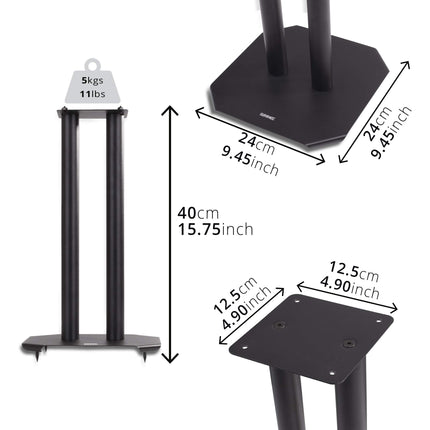 Duronic SPS1022/40 Speaker Stand, 40 cm high, sand-weightable – Cone to reduce vibrations – Universal compatibility with HiFi/Stereo/Home Theater 5.1 speakers