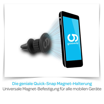 grooveclip AIR Magnet | Autohoidik ventilatsioonivõrede jaoks | Magnetiline kinnitus kiirkinnitusega magnetsüsteemiga | Mobiiltelefoni hoidik auto ventilatsiooniks | Universaalne sobivus igale iPhone'ile, Samsungile, HTC-le, navigatsioonisüsteemile jne.
