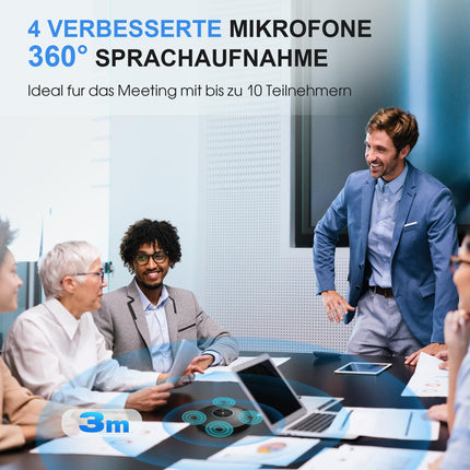 EMEET M2 Bluetooth Conference Speaker - USB Speakerphone with 4 AI Microphones, 360º Speech Recognition, Conference Microphone with Dongle, for Skype, Zoom