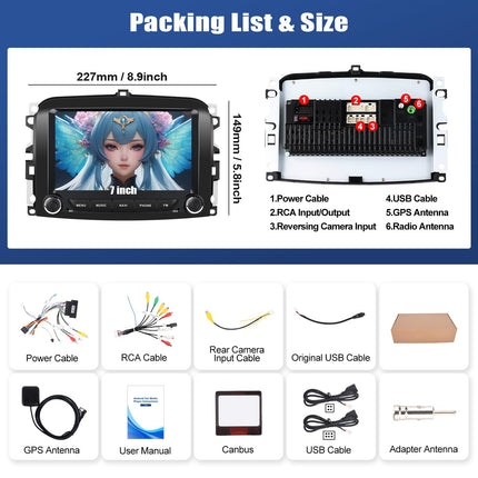 [4+64G 8-tuumaline] SIXWIN Android 13 Carplay Android Auto autoraadio DSP-ga FIAT 500L 2013-2018, 7'' puuteekraan GPS, WiFi, BT, USB, FM RDS raadio, Mirror Link+32 riba ekvalaiser