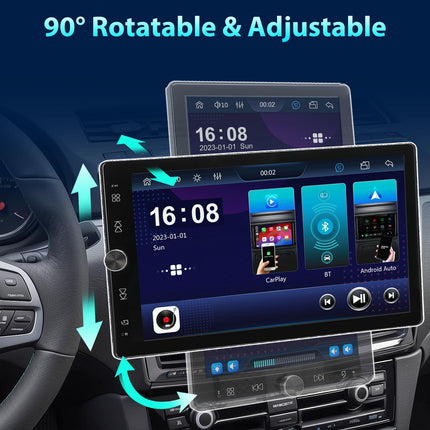 Alondy autoraadio 1Din 10,4-tollise pööratava ekraaniga, ühildub [juhtmevaba] Apple CarPlay/Android Auto Bluetoothi, USB AUX SD tahavaatekaamera AM/FM/RDS raadioga