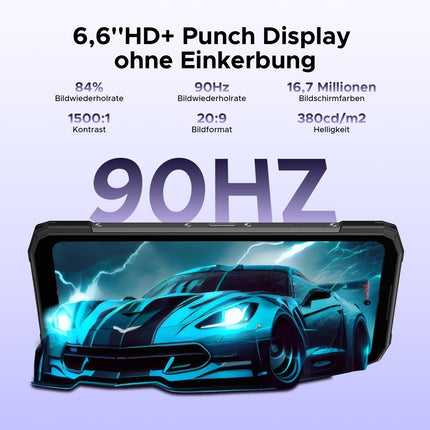 DOOGEE Blade 20 Android 15, lepinguta õuetelefon, 10300mAh, 20GB+128GB/2TB, õuenutitelefon, üliõhuke 15,8mm, 6,6" HD+ IPS-ekraan, 16MP kaamera, kolm kaardipesa, IP68, NFC, GPS, Face ID