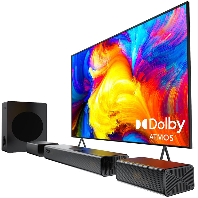 Hiwill 4.1-kanaliline Dolby Atmos heliriba, 320 W teleritele mõeldud heliriba subwooferiga, 2 külgsuunas suunatud kõrgsageduskõlarit, 2 eesmist ruumilise heli kõlarit, kodukino ruumilise heli süsteem telerile, HiElite A41 Pro