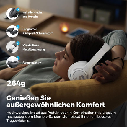SoundPEATS Space kõrvaklapid, juhtmevabad 5.3, hübriidne aktiivne mürasummutus, ENC mikrofonid, kokkupandav disain, 40 mm draiverid, kahe seadme ühendus, mängurežiim, 123 tundi mänguaega, rakenduse juhtimine