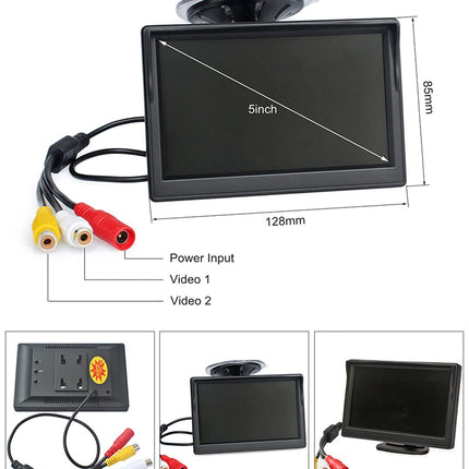 xinyida 12V-24V 12,7 cm (5 tolli) HD auto LCD-ekraan 4LED öise nägemisega veekindel auto tahavaatekaamera tagurdussüsteem autodele, maasturitele, kaubikutele, pikapidele ja veoautodele