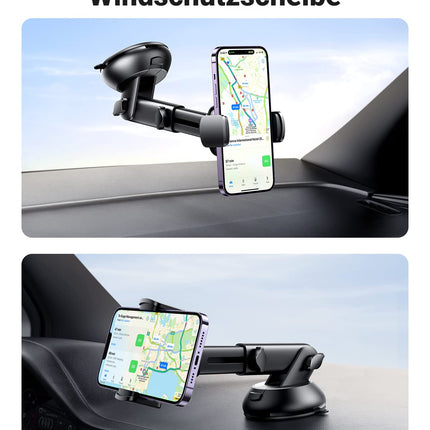 UGREEN mobiiltelefonihoidik iminapaga 360° autosse, 2-ühes universaalne mobiiltelefonihoidik autosse, ühildub iPhone 15 Pro Max Plus 14 13 Galaxy F34 S23 Ultra Huawei Mate 60 Pro Redmi K60 jne-ga (must)