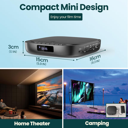 Desobry DVD-mängija telerile, HD 1080p DVD-mängija, regioonivaba DVD-mängija USB/TF-kaardi sisendiga, mini-DVD-mängija telerile integreeritud PAL/NTSC-ga, DVD-mängija HDMI HDMI/RCA-kaabliga