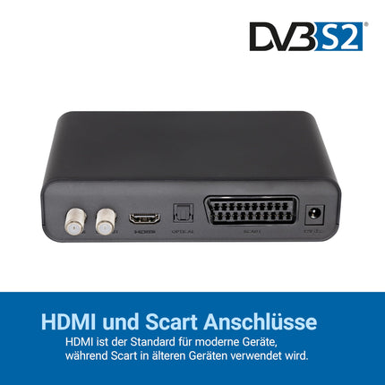 Humax Digital HD Fox digitaalne HD satelliidivastuvõtja 1080P digitaalne HDTV satelliidivastuvõtja 12V toiteallikaga telkimiseks - Astra eelinstallitud - HDMI, SCART, DVB-S/S2 PVR-valmidus