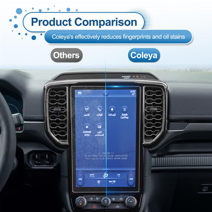 Coleya navigatsiooniekraanikaitse, mis ühildub Ford Rangeriga 2023 2024, Ford Rangeri karastatud klaasist ekraanikaitse, 9H kriimustuskindel GPS-ekraanikaitse (12 tolli)