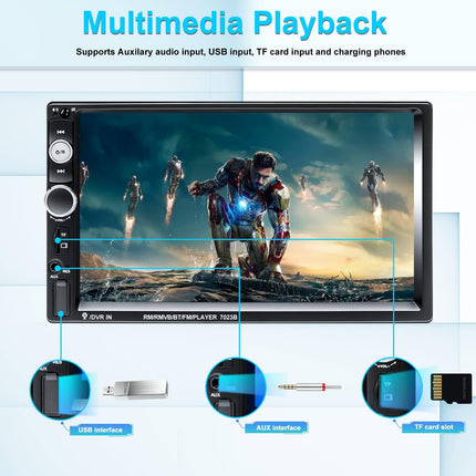 CAMECHO 2 DIN Bluetooth autoraadio, 7-tollise ekraaniga autoraadio, peegliühendusega FM USB/AUX sisend/SD, 2 DIN raadiotelefon tahavaatekaamera puldiga