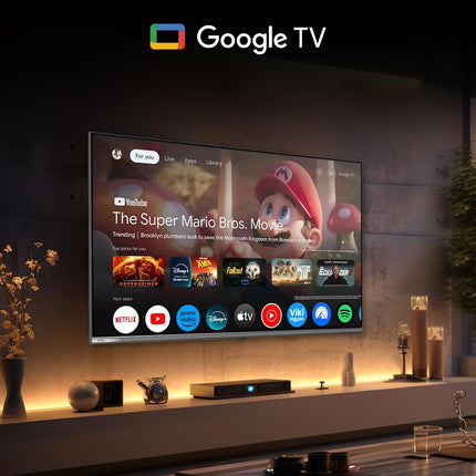 CHIQ L32FM9E 32-tolline (80 cm) FHD nutiteler, HDR10 ja HLG, Google TV, Dolby Audio, DBX-TV, Google Assistant, kolmekordne tuuner DVB-C/T/T2/S/S2, Chromecast integreeritud, metallraamita, must
