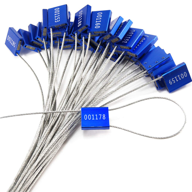 Security seals, cable seals, cable ties, metal signs, aluminum alloy, wire, cable seals, blue, 100 pieces