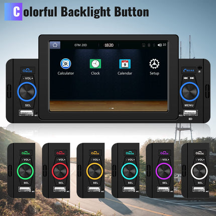 Carplay Car Radio 1 Din with Android Auto Bluetooth Handsfree 5 Inch with Android/IOS Mirror Link Bluetooth FM Radio USB/AUX/TF Multimedia Player with Rear View Camera Microphone