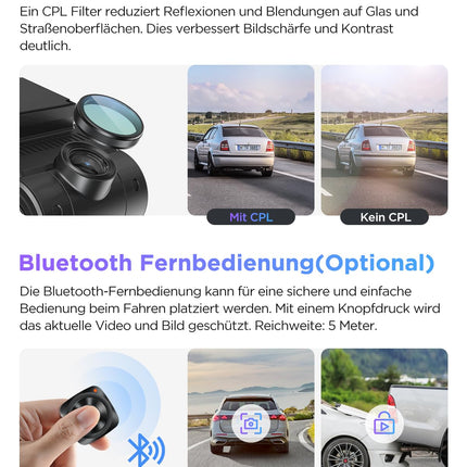 VIOFO A229 Pro 4K + 2K kahekordne STARVIS 2, HDR esi- ja tagakaamera autole, hääljuhtimine ja 5 GHz WiFi autokaamera, ülitäpne GPS CPL-filtriga, Super Night Vision 2.0, häälväljund, kuni 512 GB max