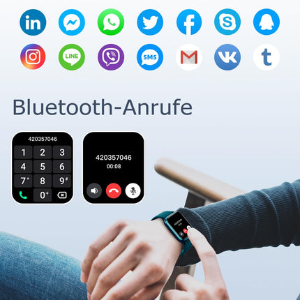 GRV Smartwatch for women men with phone function, fitness watch with heart rate monitor SpO2 sleep monitor pedometer IP68 waterproof, multi-sport modes smart watch fitness tracker for iOS Android mobile phone