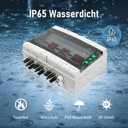 SROCHN ülepingekaitse PV DC 32A 1000V piksekaitselüliti IP65 veekindel 3 stringi 18 mooduliga päikesepaneelide ühenduskarp