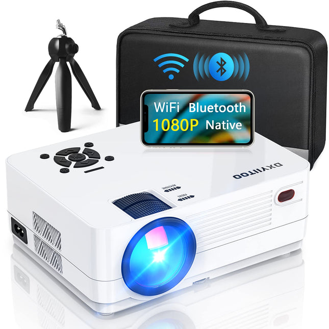 Uus WiFi projektor Full HD Bluetooth projektor sisseehitatud DVD-mängijaga, kaasaskantav mini-DVD projektor 250-tolline kodukino, 4K tugi, 20000LM 1080P, ühildub iOS/Android/TV Stick/PS4/HDMI-ga (S3)