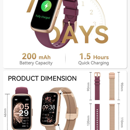 RUXINGX Smartwatch Women, 1.47″ Fitness Watch with 24 Sports Modes, 24H Heart Rate Monitor, SpO2, Sleep Monitor, Menstrual Cycle, IP68 Waterproof Sports Watch Pedometer with WhatsApp for Android iOS Rose Gold