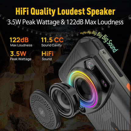 Ulefone Armor 21 õuenutitelefon 16+256GB/SD-2TB, 9600mAh õuemobiiltelefon kaheksatuumaline Helio G99, 122dB kõlar 6.58 FHD+ 120Hz, 64MP+24MP kaamera Android 13 IP68 NFC/OTG/GPS 4G kahe SIM-kaardiga must