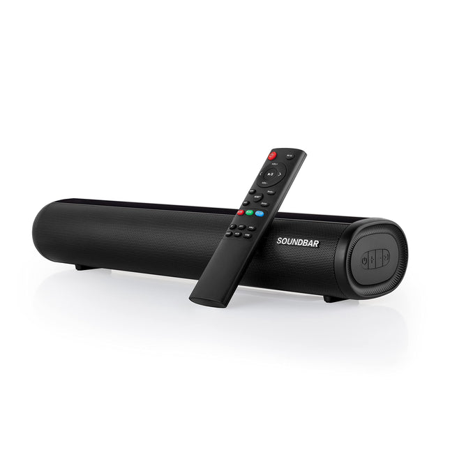 TKMARS Mini Soundbar teleritele subwooferiga, 10 meetri traadita ühenduse ulatus, 3 ekvalaiseri režiimi, väike optilise/lisaseadme/USB-ühenduse/Bluetoothi/lisaseadme/HDIM-i ühenduse jaoks
