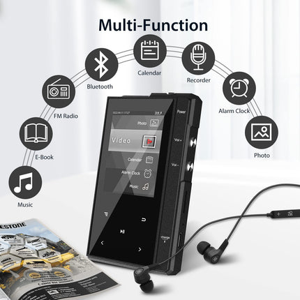 96 GB MP3-mängija Bluetooth 5.0-ga, Phinistec Z6 digitaalne audiopleier kõlariga, 2,4-tolline IPS-muusikapleier, üliäge aku tööiga, FM-raadio, e-raamatute, videote ja kuni 256 GB helisalvestus