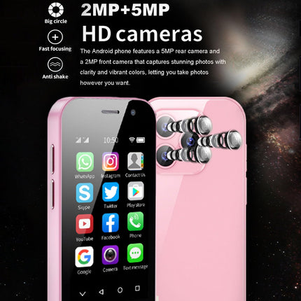 Hipipoo mininutitelefon, 4G väiketelefon 3,0 tolli, kaks SIM-kaarti, 2600mAh aku, 2MP+5MP topeltkaamerad, lastetelefon näotuvastusfunktsiooniga, täiskasvanute varutelefon